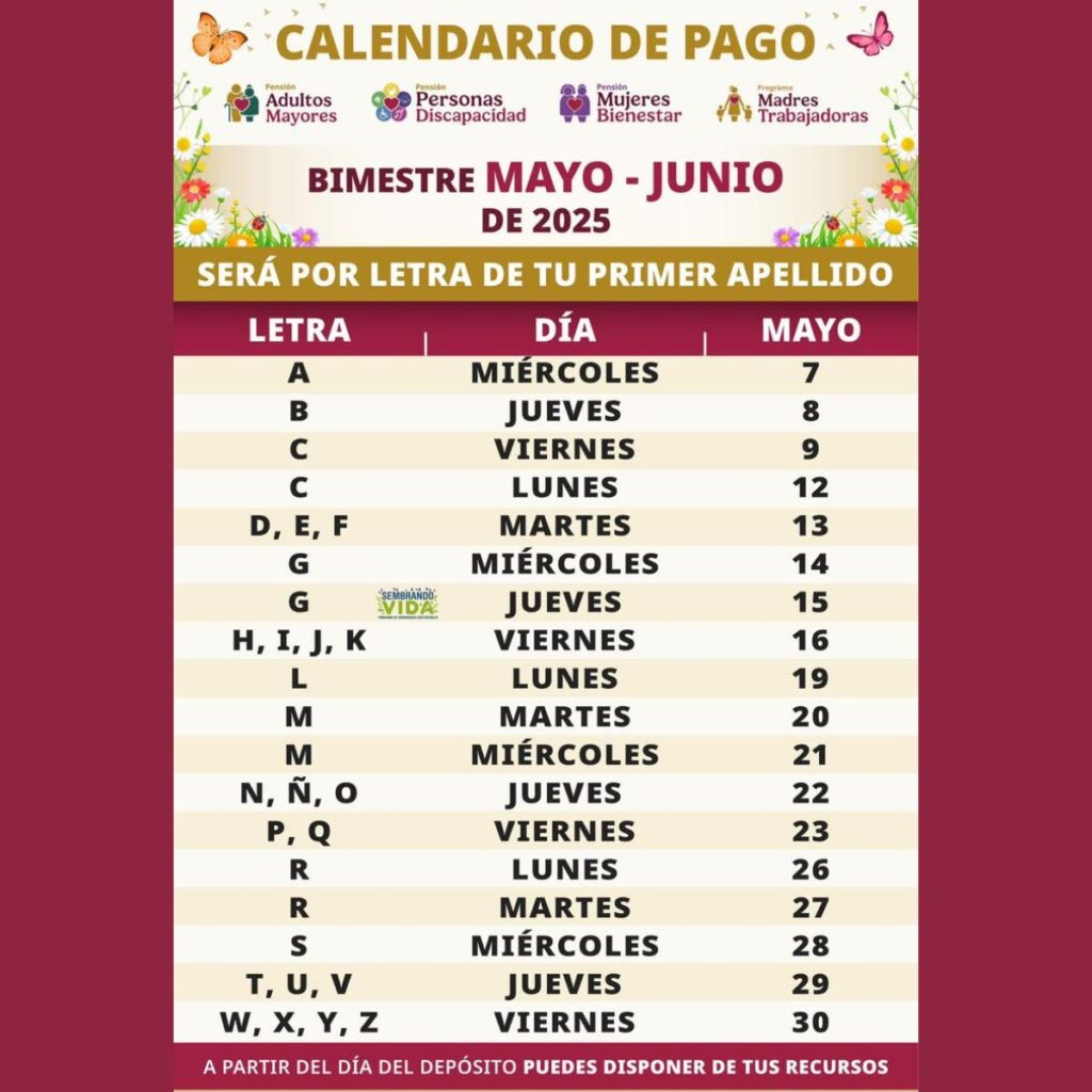 Cuándo son los pagos de la pensión bienestar en junio 2025