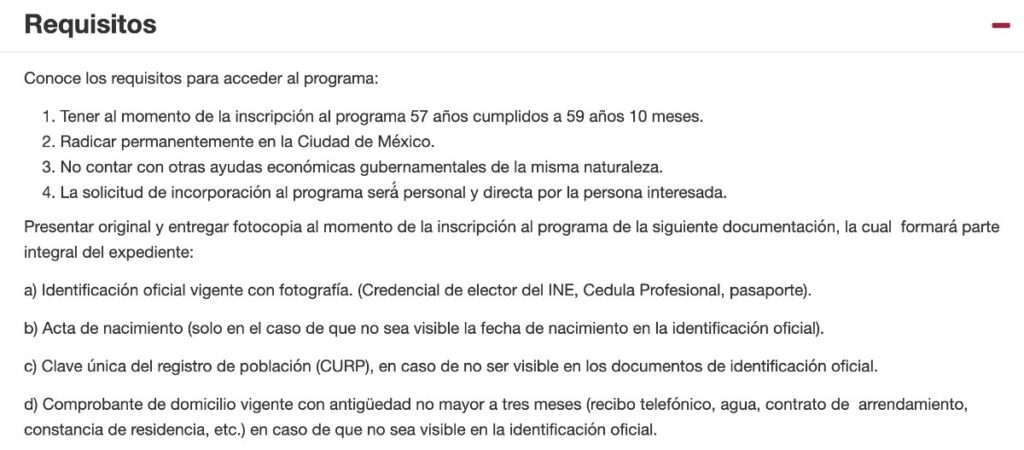 Para quién es la pensión bienestar de 57 a 59 años