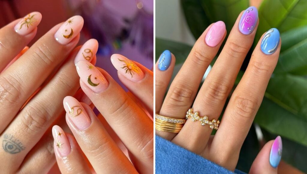 diseños de uñas inspirados en signo zodiacal de cáncer