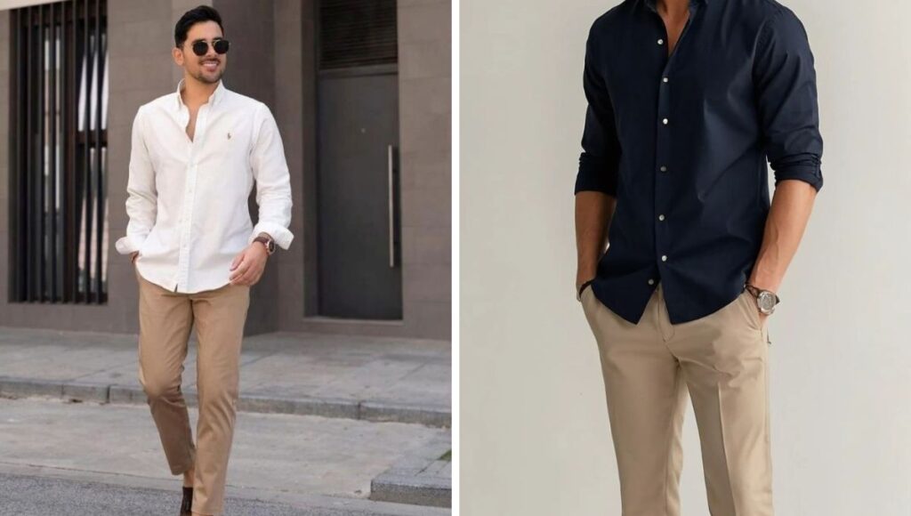 Outfits de hombre con pantalón café claro