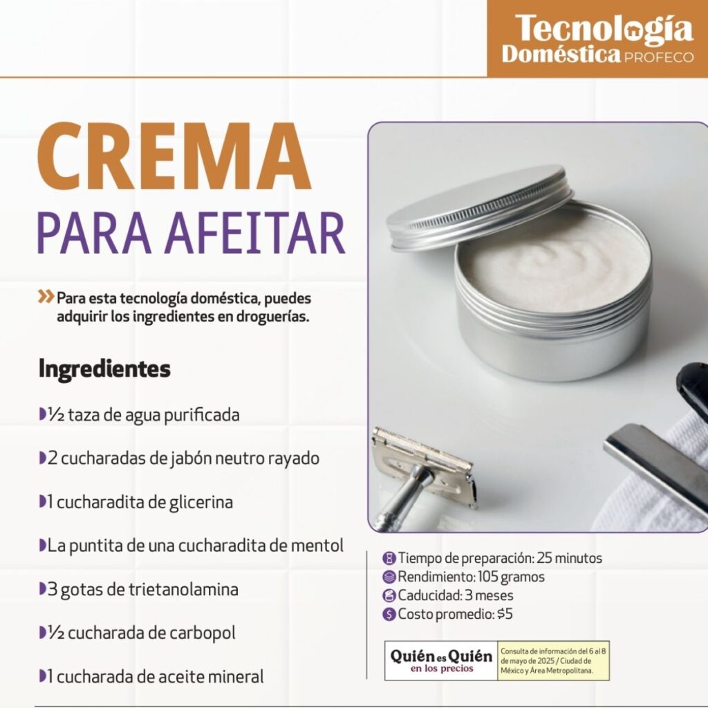 como hacer una crema para afeitar casera segun profeco