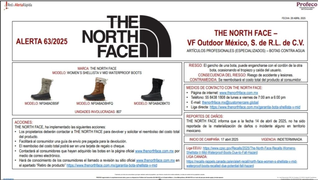 botas impermeables The North Face profeco