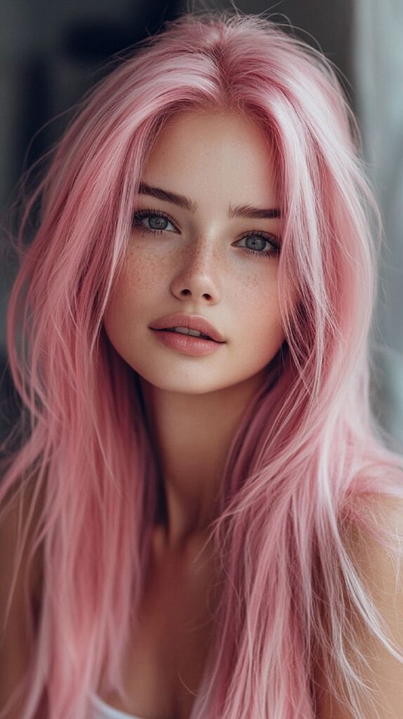 color de tintes de cabello rosa pastel
