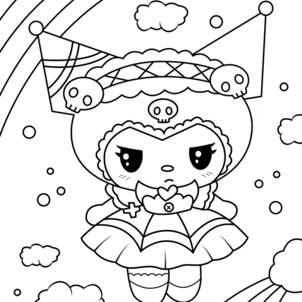 Diseños bonitos de Kuromi y My Melody para colorear