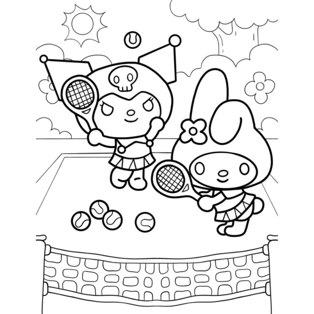 Diseños bonitos de Kuromi y My Melody para colorear