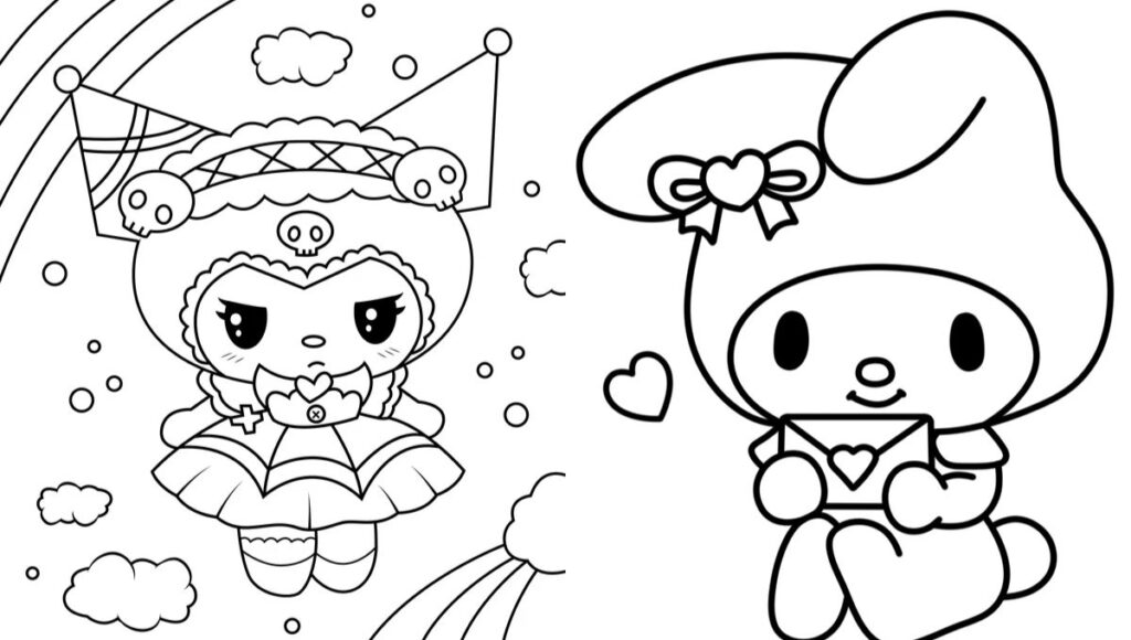 Los dibujos más bonitos de Kuromi y My Melody para colorear