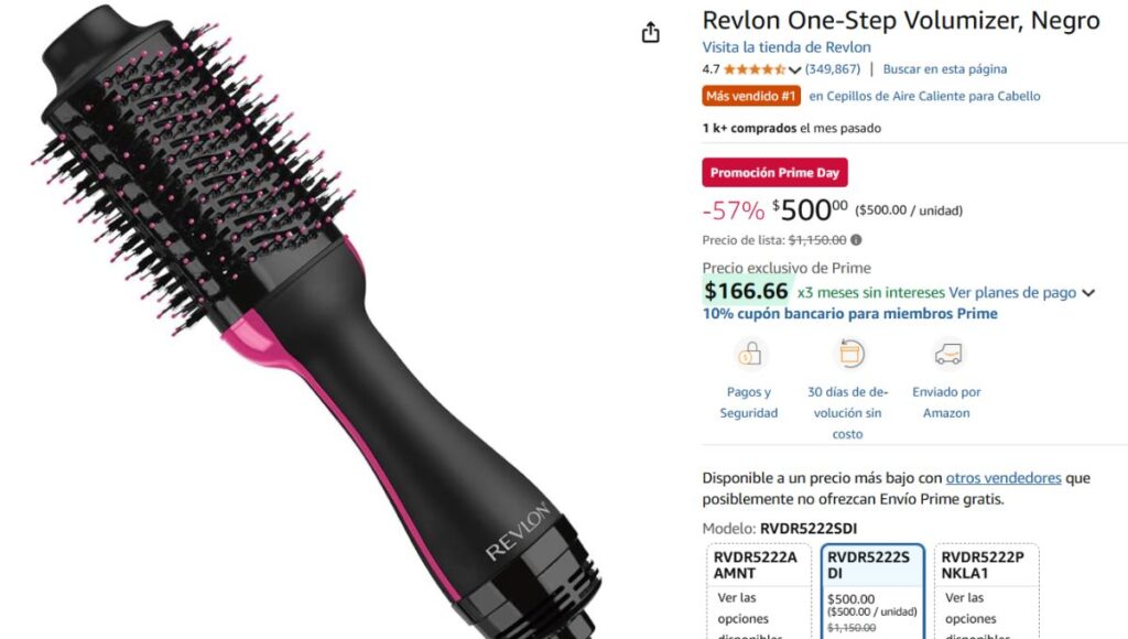 Amazon tiene el cepillo Revlon rosa con descuento por el Prime Day