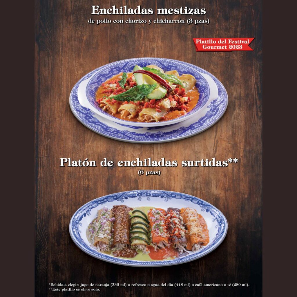 Precios del festival de las enchiladas en Sanborns 2025