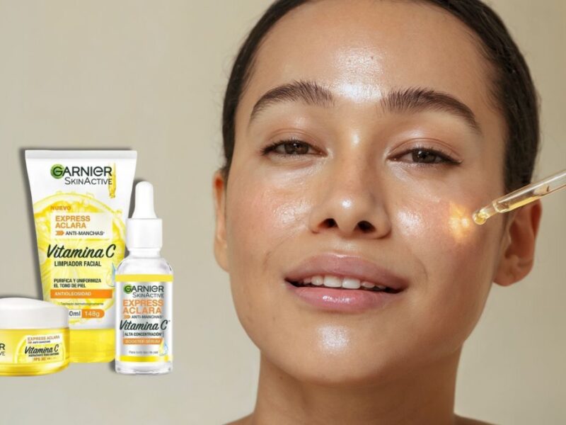 rutina de skincare con productos de garnier vitamina c
