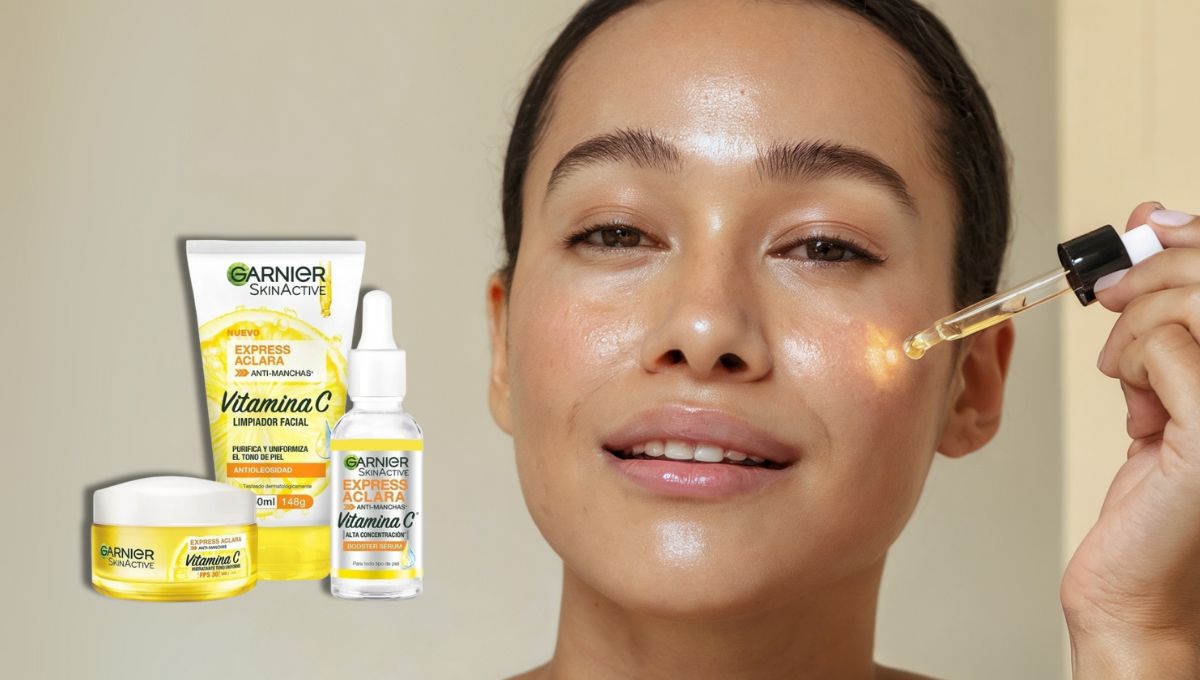 rutina de skincare con productos de garnier vitamina c