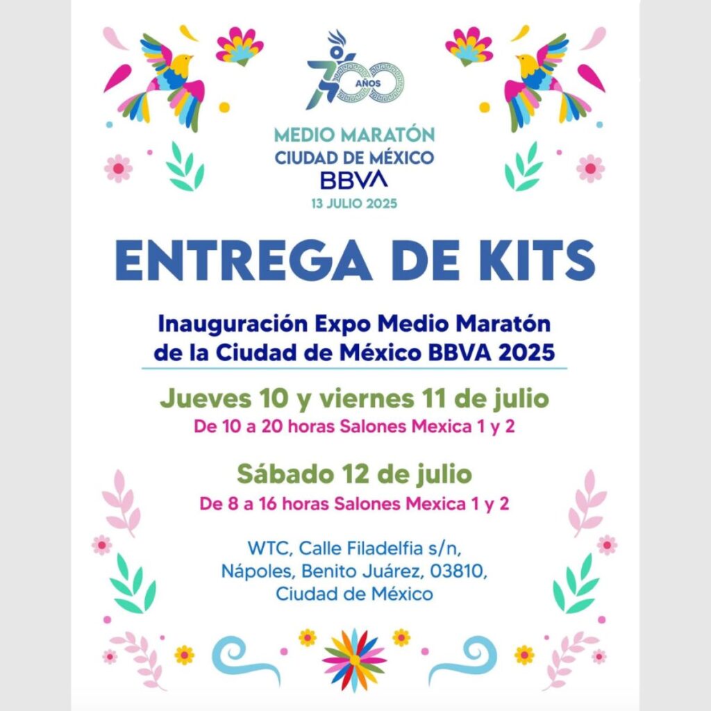 Horarios de entrega del kit del Medio Maratón de la CDMX 2025