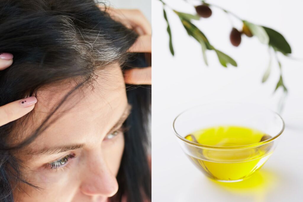 como aplicar el aceite de olivo para eliminar las canas 