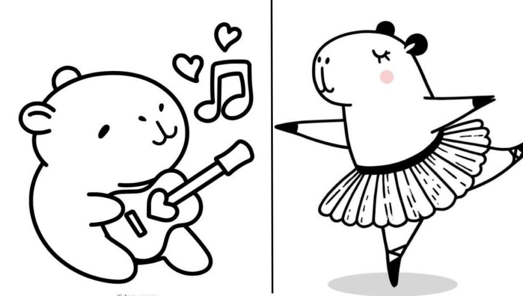 Capibaras kawaii para colorear e imprimir