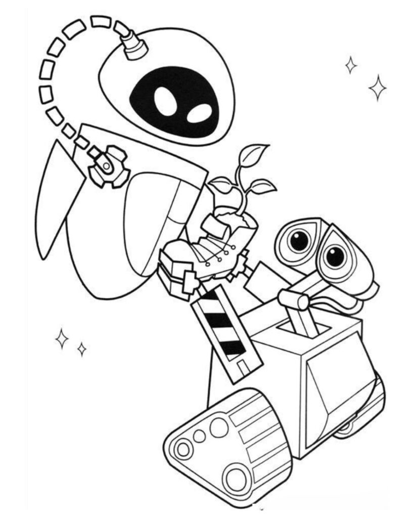 dibujos para colorear de wall e y eva
