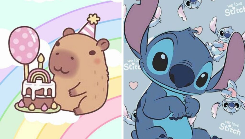 Plantillas para colorear de stitch y capibaras
