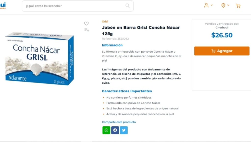 beneficios Jabón Grisi concha nacar