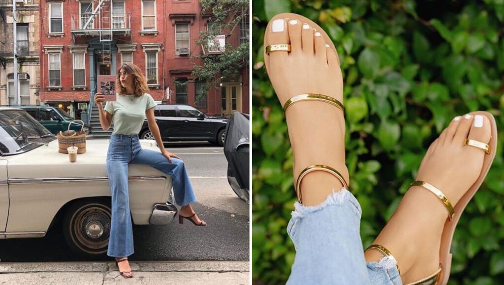 Combinar sandalias con jeans
