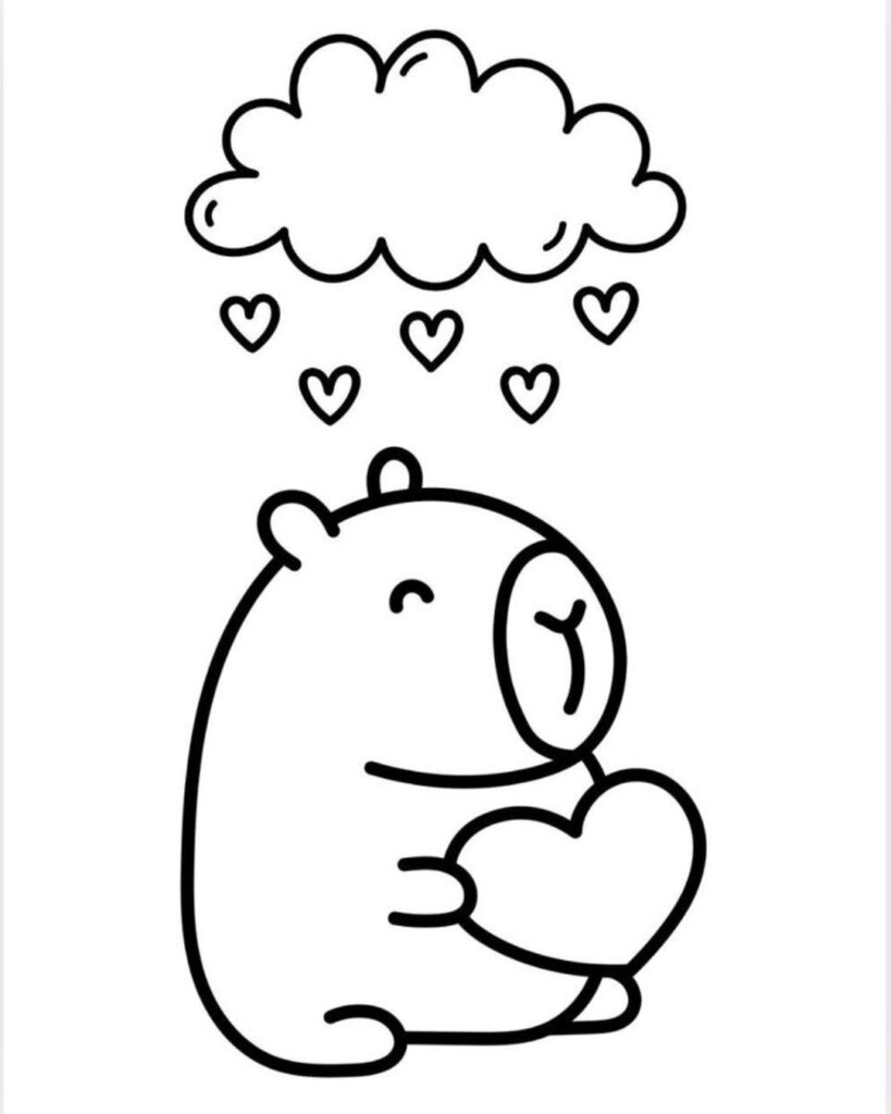 Dibujos bonitos de capibara kawaii para imprimir y colorear