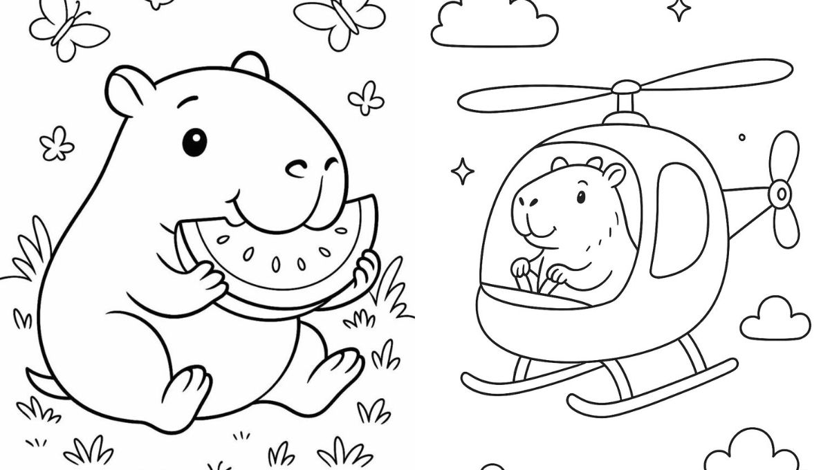 Dibujos bonitos de capibara kawaii para imprimir y colorear