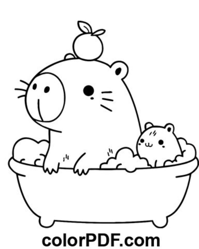 Dibujos bonitos de capibara kawaii para imprimir y colorear