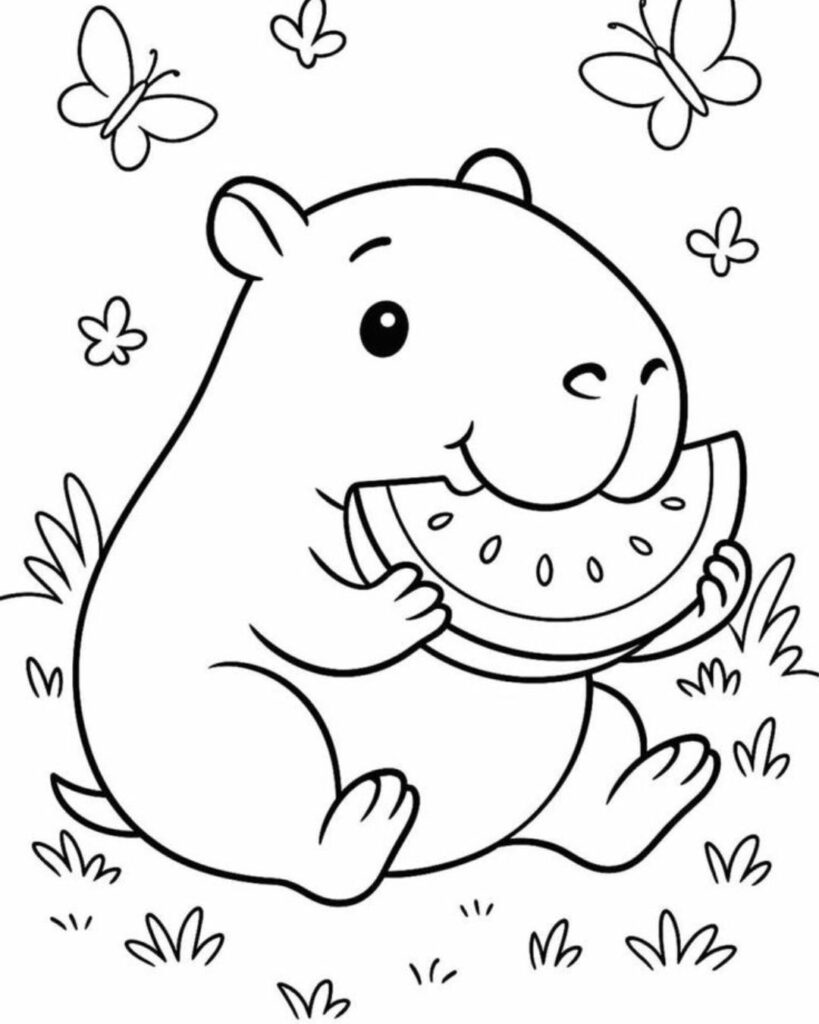 Dibujos bonitos de capibara kawaii para imprimir y colorear