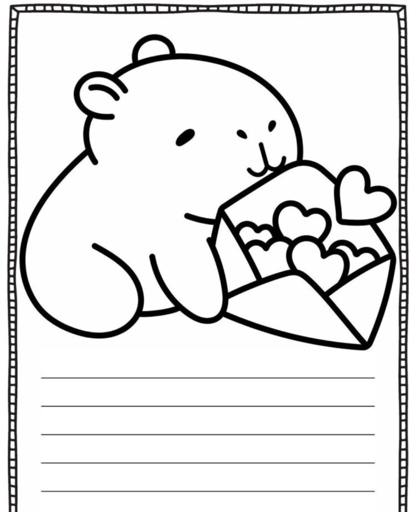 Dibujos bonitos de capibara kawaii para imprimir y colorear