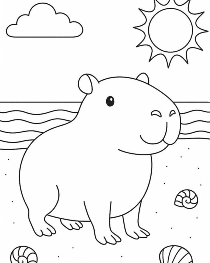 Dibujos bonitos de capibara kawaii para imprimir y colorear
