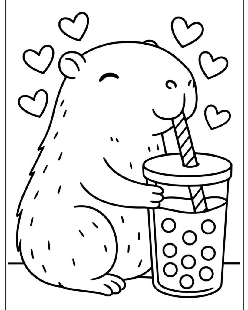Dibujos bonitos de capibara kawaii para imprimir y colorear