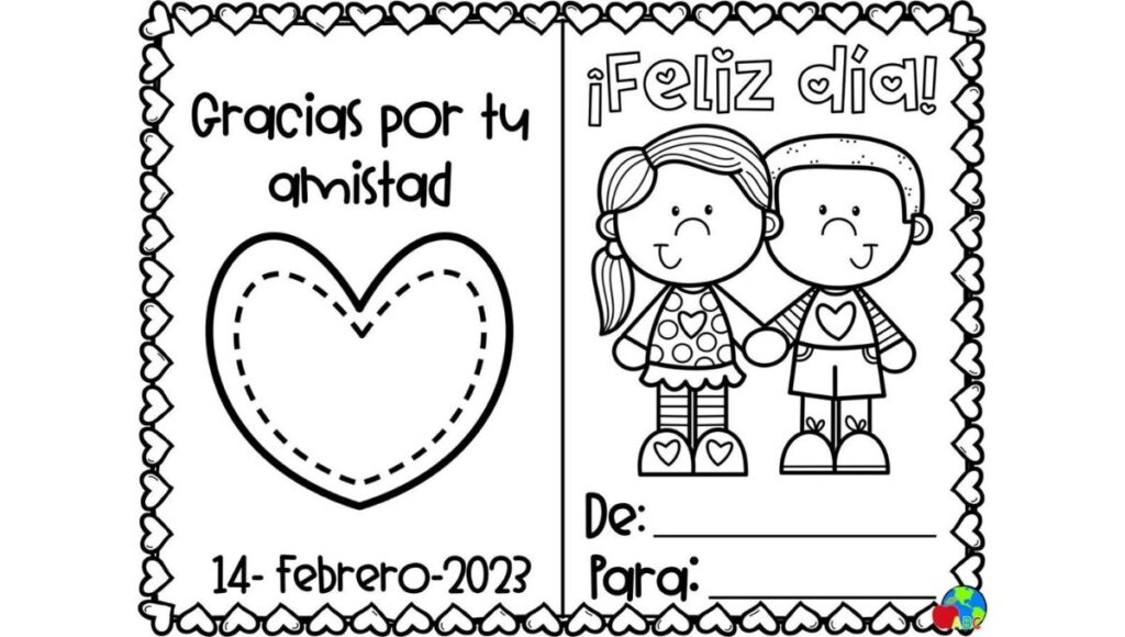 Plantillas bonitas con dibujos para tarjetas para el Día del Amor y la Amistad 2026