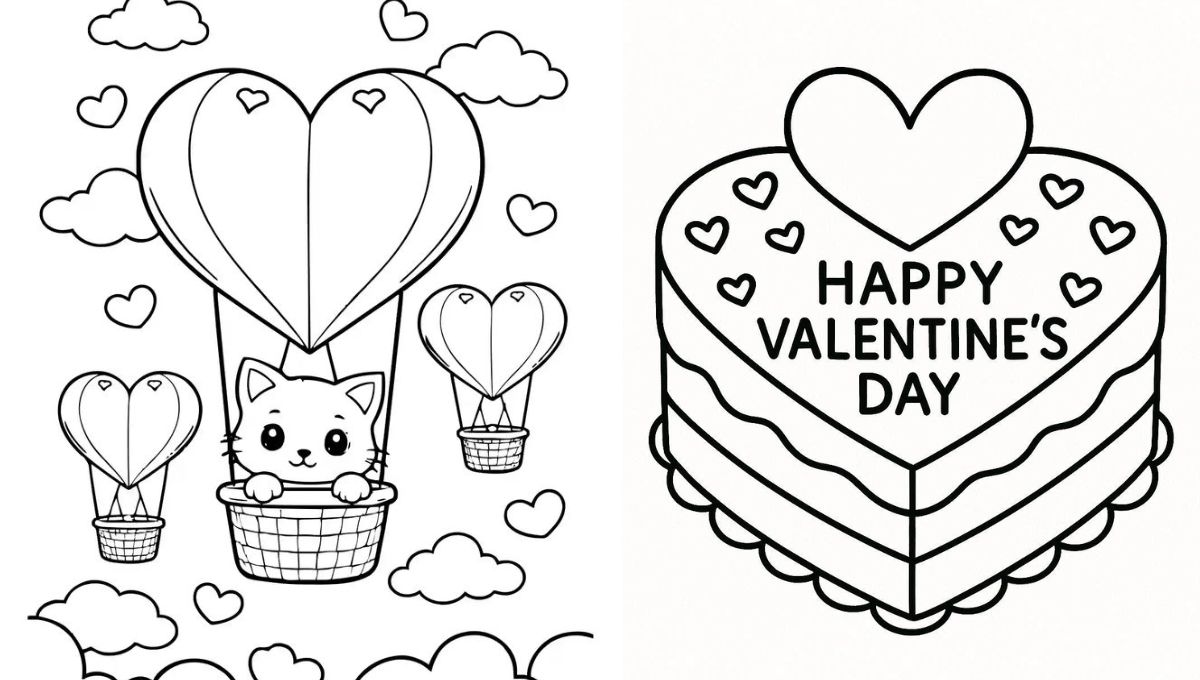 Plantillas bonitas con dibujos para tarjetas para el Día del Amor y la Amistad 2026