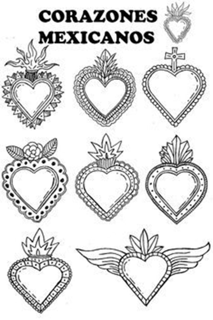 corazones de San Valentín para recortar y calcar