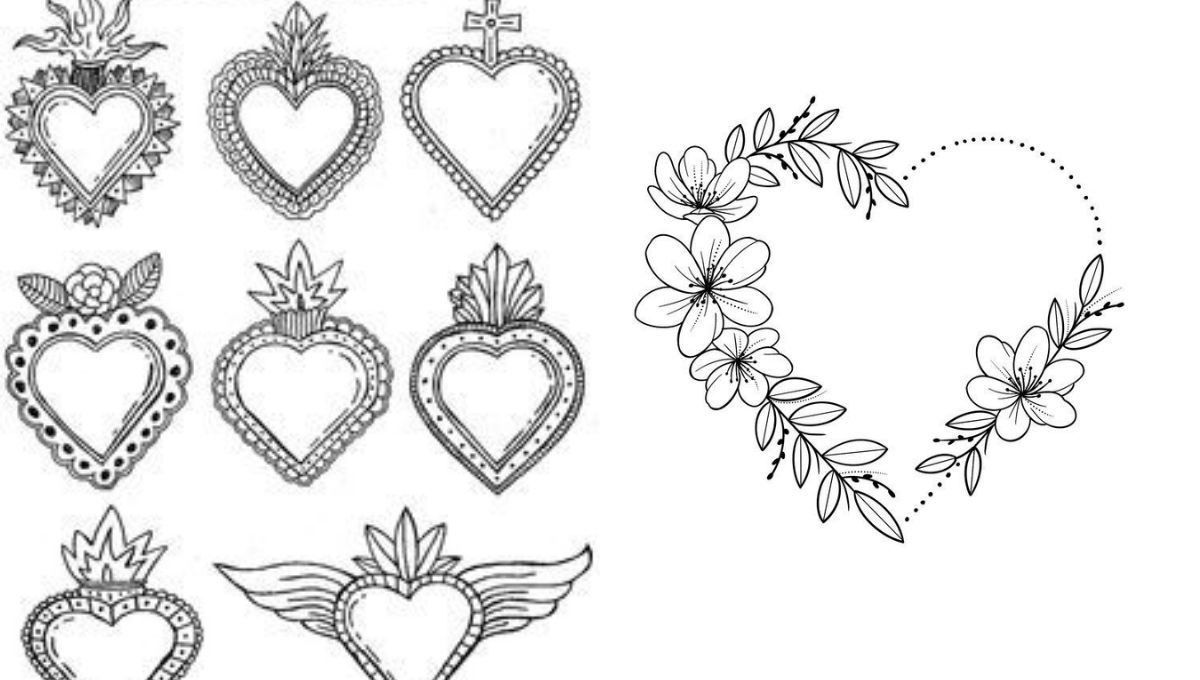 Plantillas para dibujar corazones de San Valentín