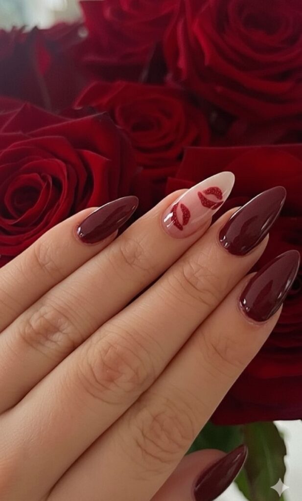 Diseños de uñas rojas para San Valentín