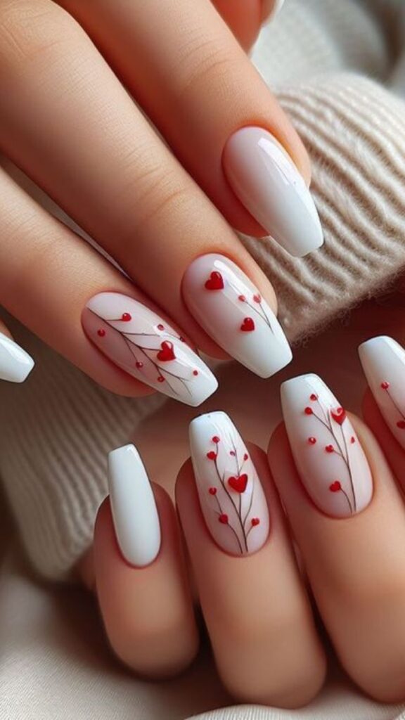 Diseños de uñas rojas San Valentín