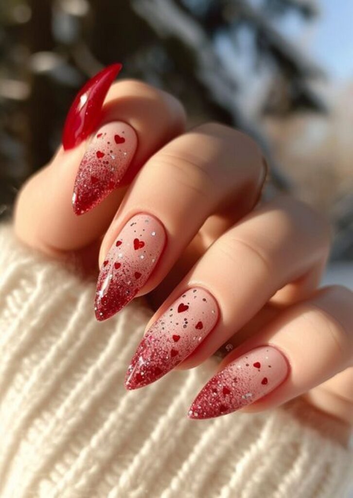 uñas rojas cereza para San Valentín