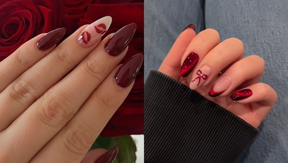 Diseños de uñas rojas cereza elegantes para San Valentín