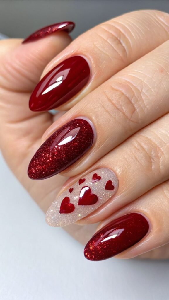 Diseños de uñas rojas elegantes para San Valentín