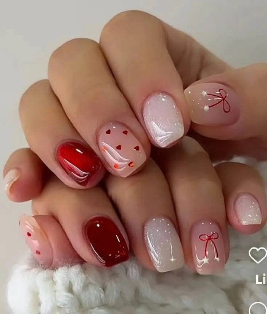 Diseños de uñas rojas elegantes para San Valentín jelly