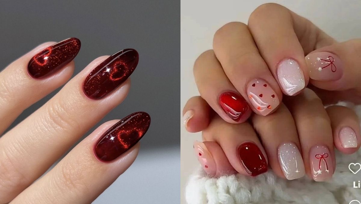 Diseños de uñas rojas elegantes para San Valentín 2026