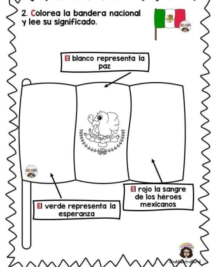 Dibujos para colorear de la Bandera de México plantillas imprimir
