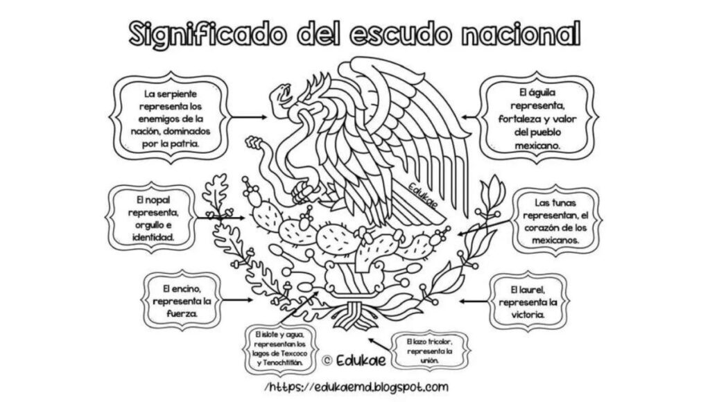 Plantillas de dibujos del escudo de México para imprimir y colorear