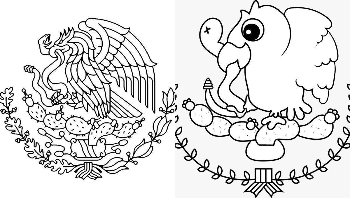 Plantillas de dibujos del escudo de México para imprimir y colorear
