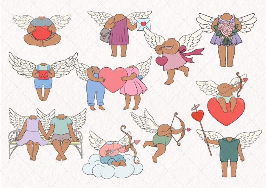 Plantillas San Valentín para poner caras cupido