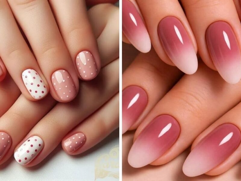 12 diseños de uñas elegantes cortas rosa palo