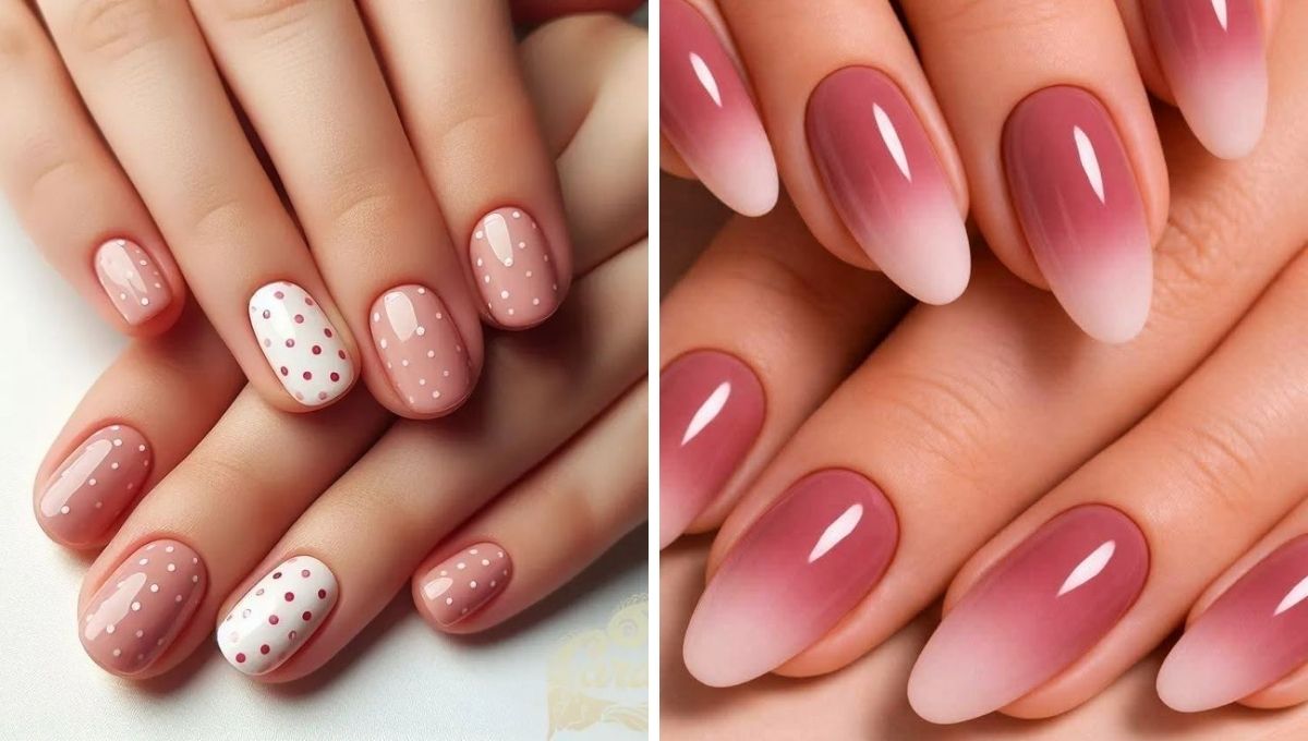 12 diseños de uñas elegantes cortas rosa palo