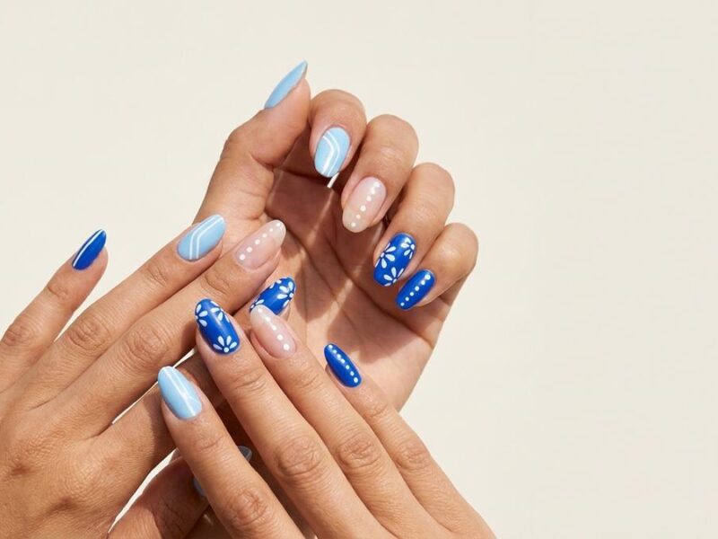 Diseños de Uñas Azul Cielo y Azul Rey en Tendencia