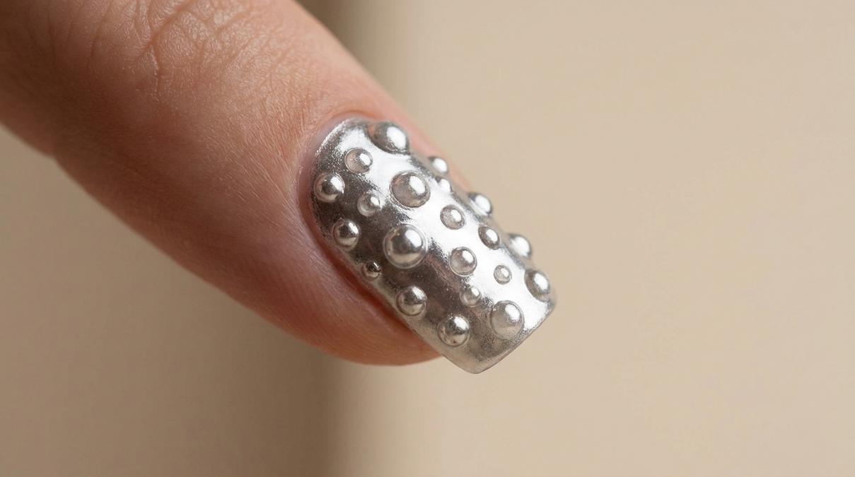 Uñas Plateadas con Relieve: 4 Diseños Cromados Elegantes